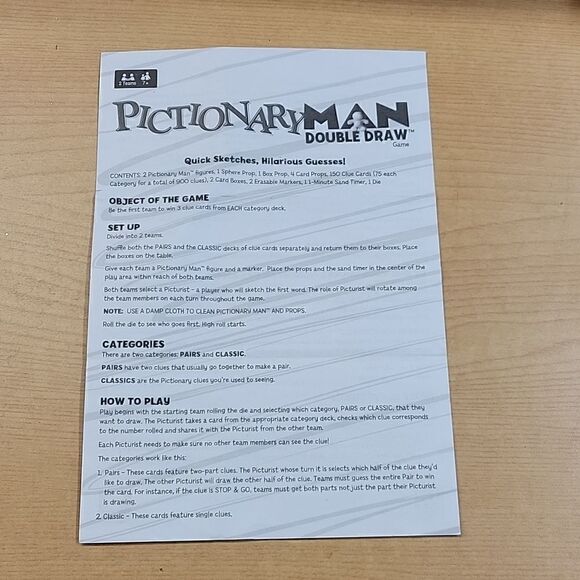 Mattel PICTIONARY MAN DOUBLE DRAW GAME 2 Teams Age 7+ - Picture 4 of 4